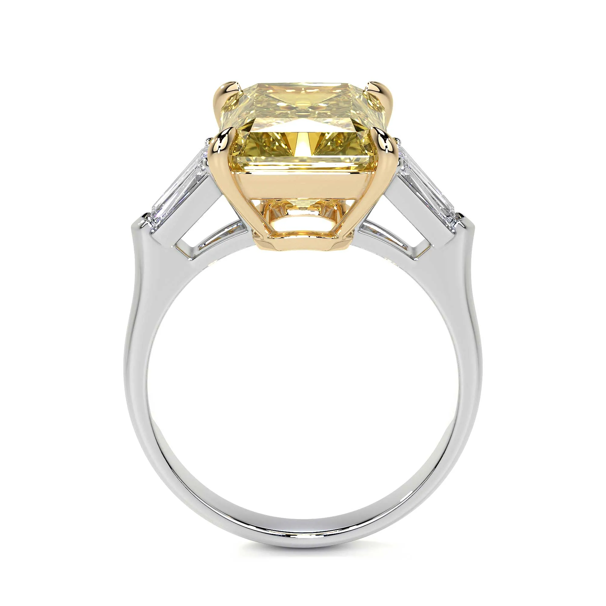 Fancy Vivid Yellow Emerald Cut Diamond Ring