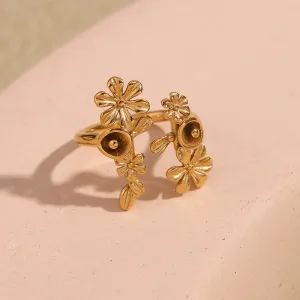 Fashion Creative Flower Stainless Steel Electroplating Rings