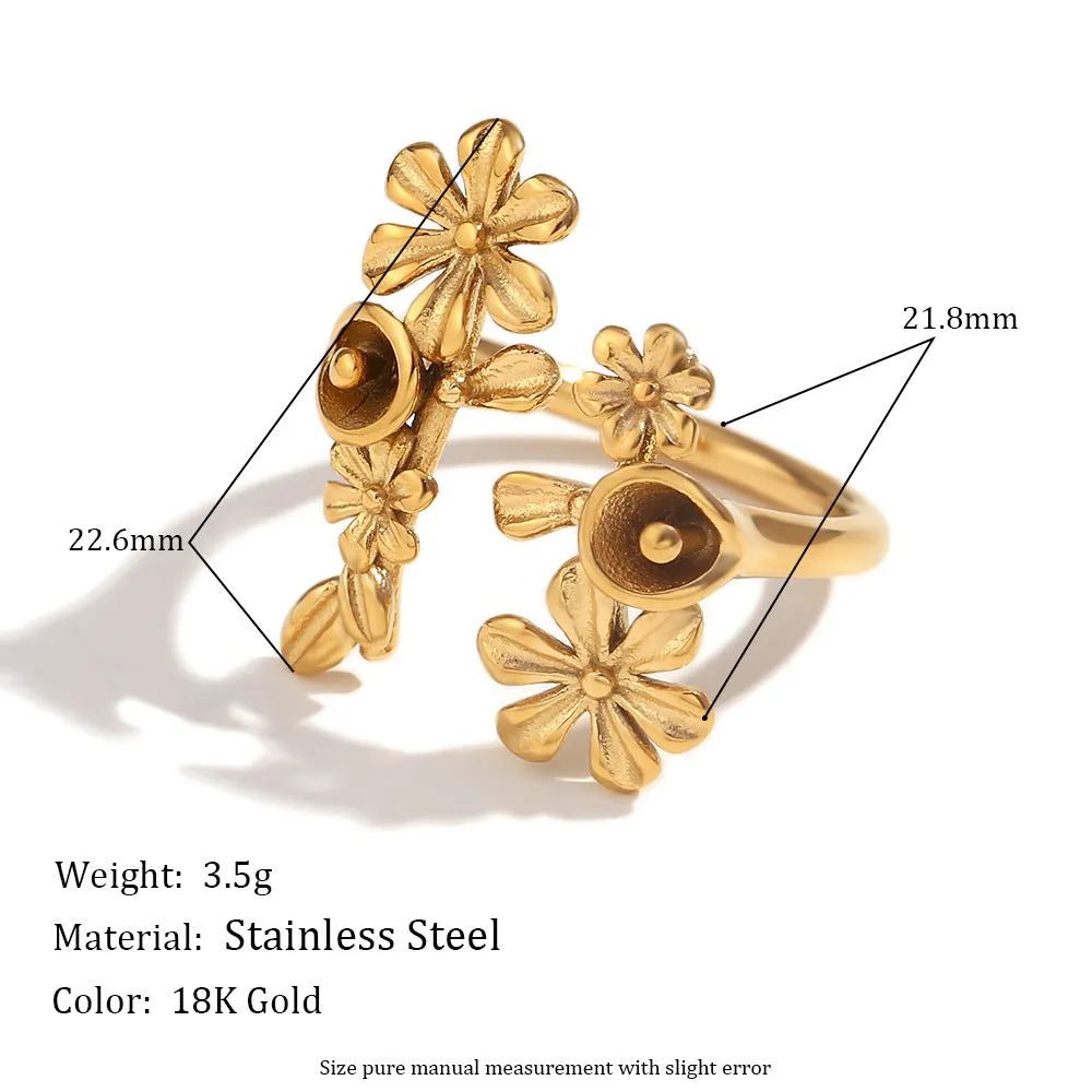 Fashion Creative Flower Stainless Steel Electroplating Rings