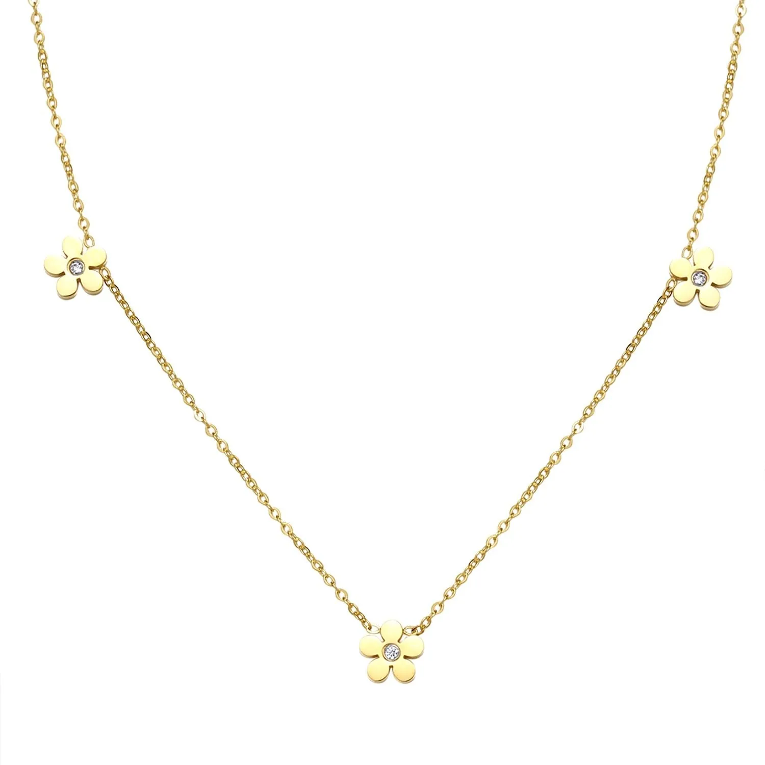 Forget-Me-Not Charm Necklace Gold