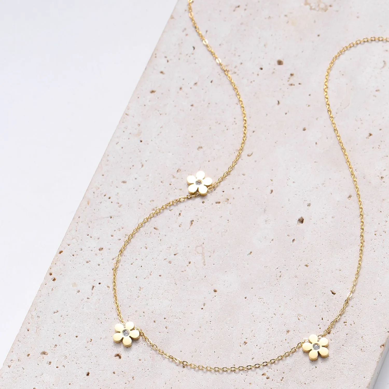 Forget-Me-Not Charm Necklace Gold