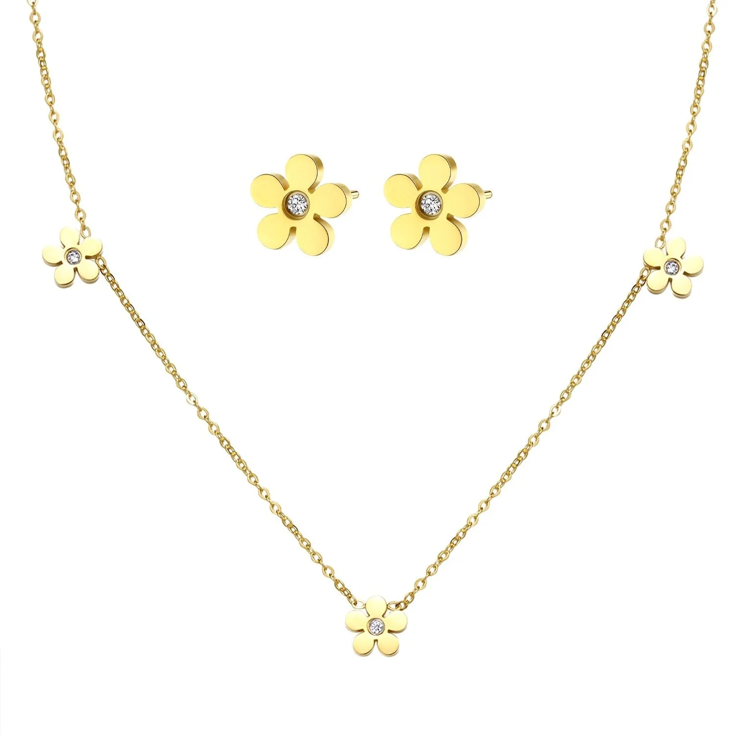 Forget-Me-Not Charm Necklace Gold