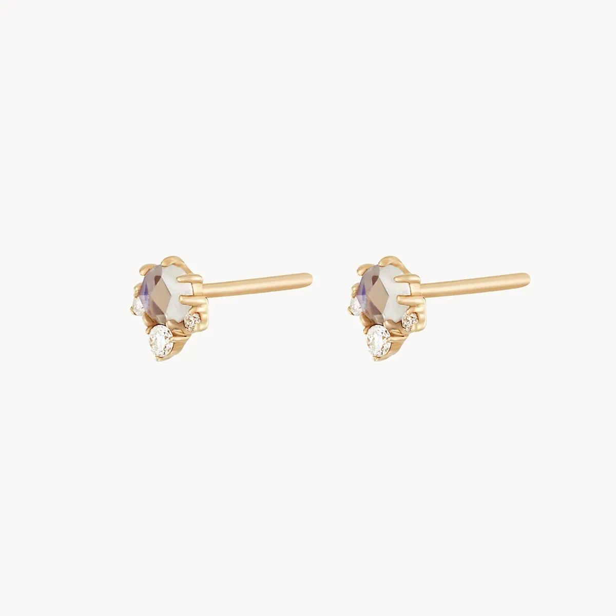 Full moon glow diamond moonstone earring