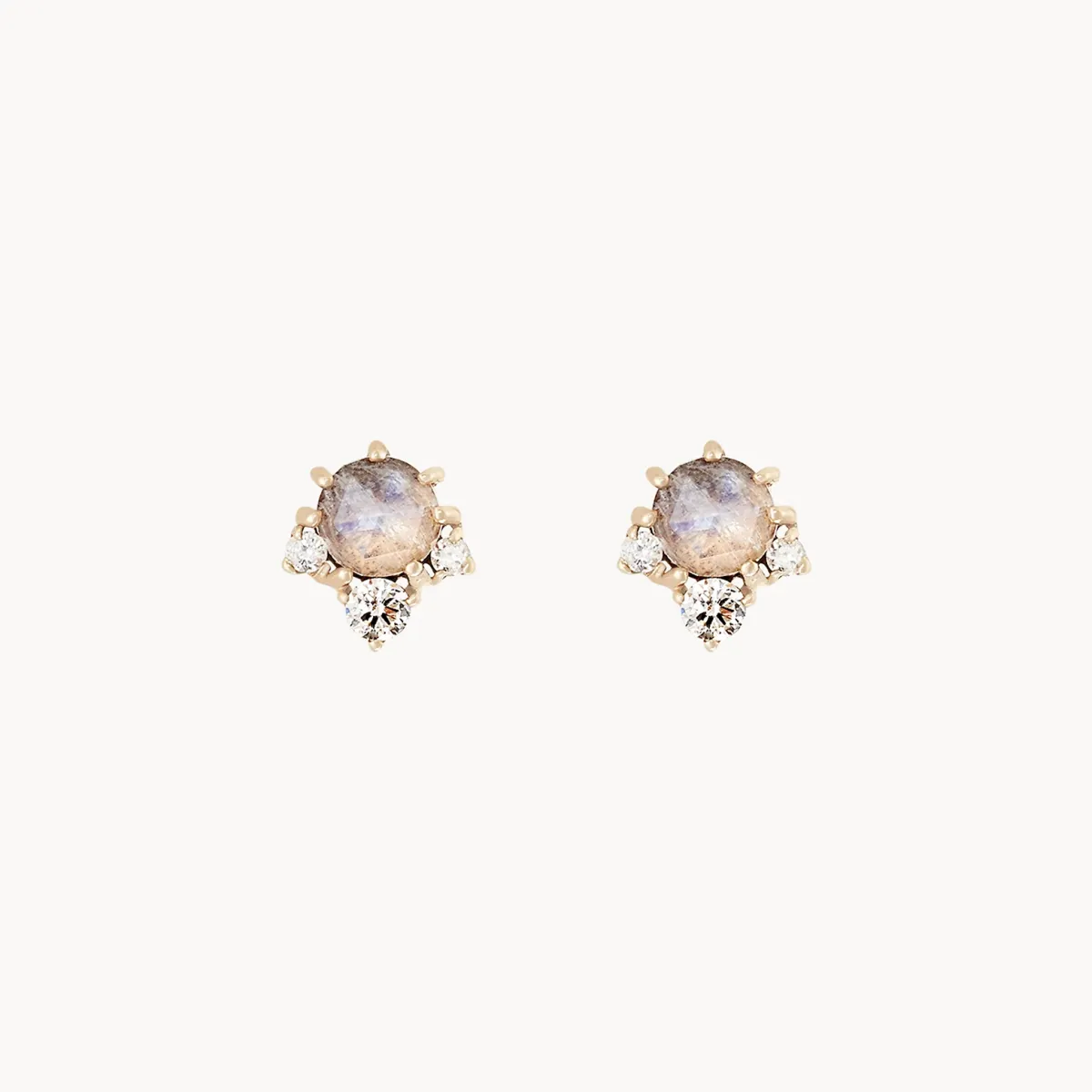 Full moon glow diamond moonstone earring