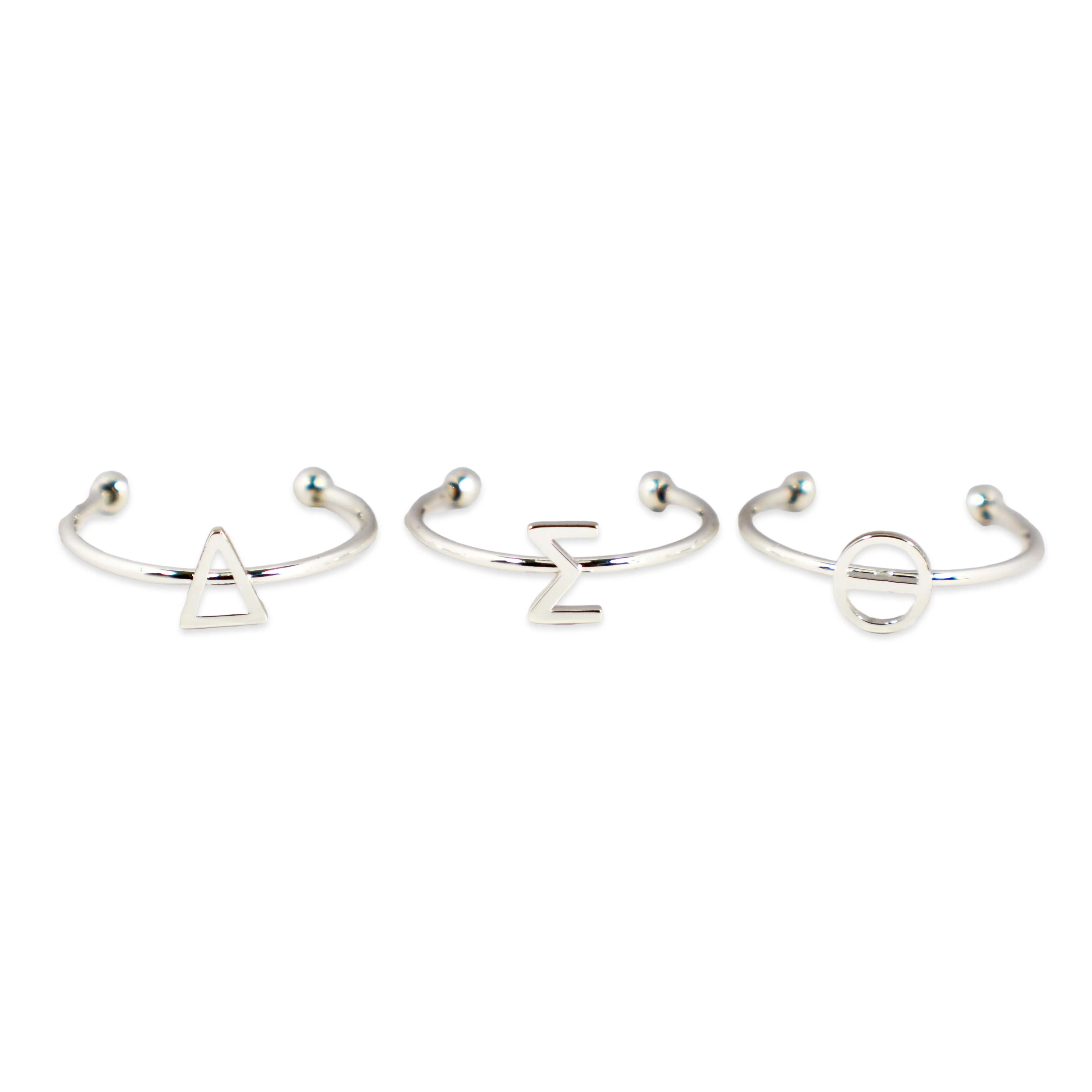 Gamma Phi Beta Silver Stacking Ring Set