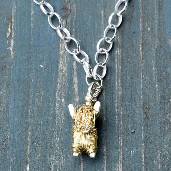 Gold and Silver Highland Cow Charm