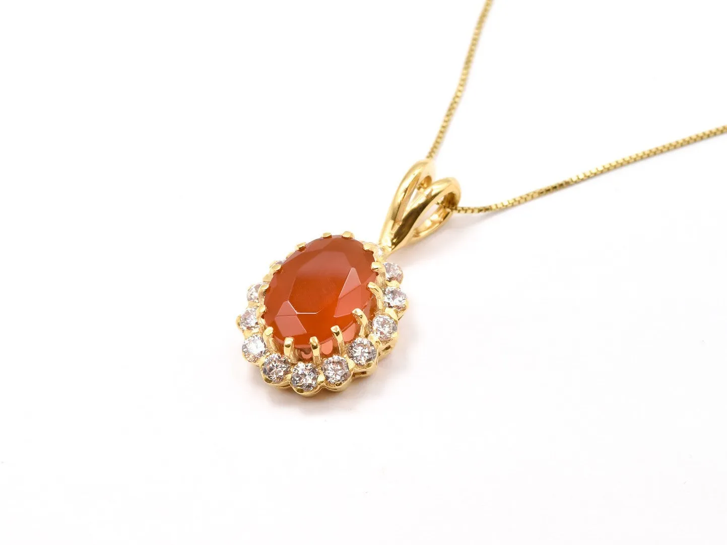 Gold Carnelian Pendant - Large Red Necklace - Princess Diana Necklace