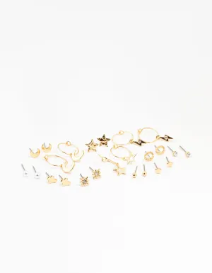 Gold Celestial Cross Earrings 12-Pack