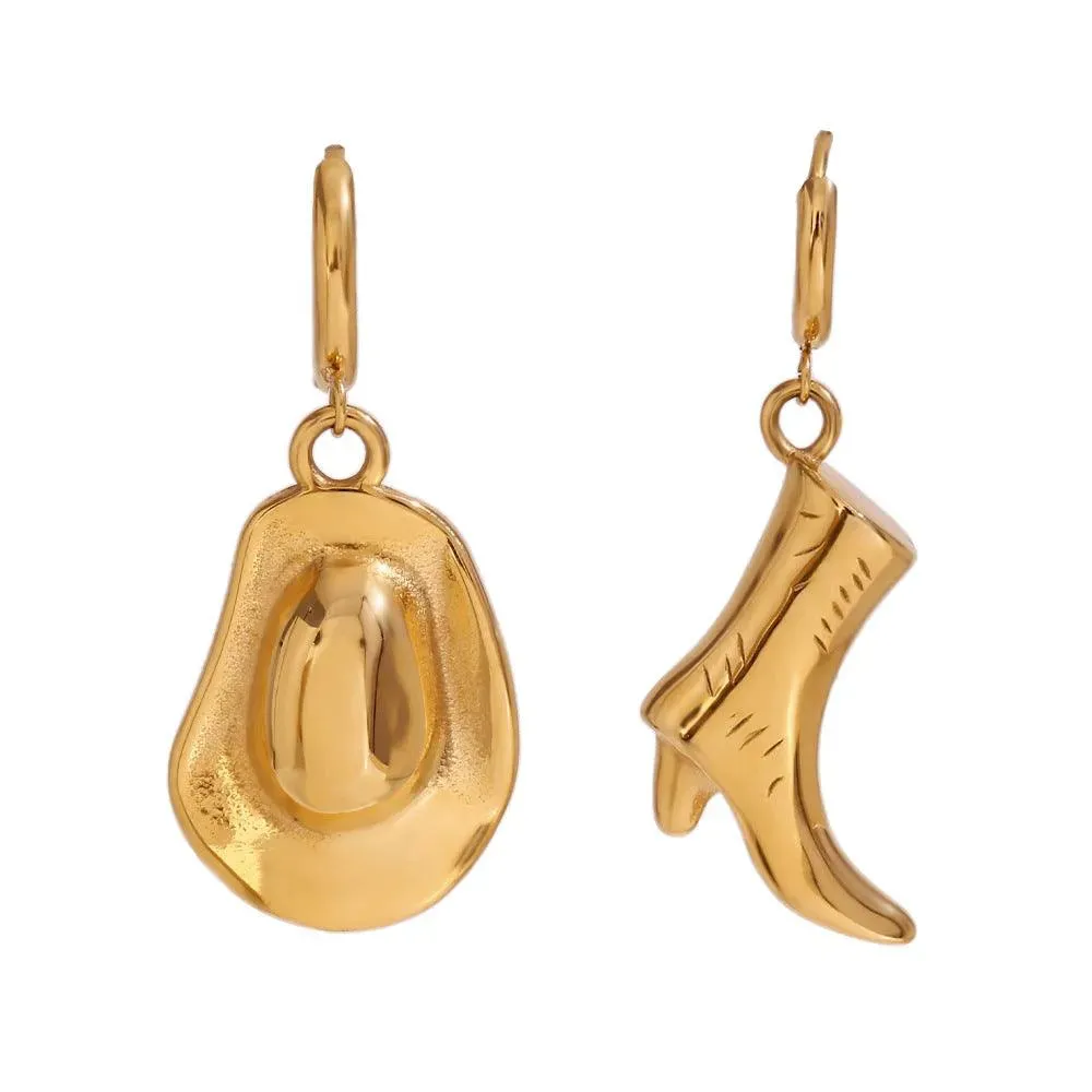 Gold Cowboy Hat and Boot Hoop Earrings – Trendy Western Earrings