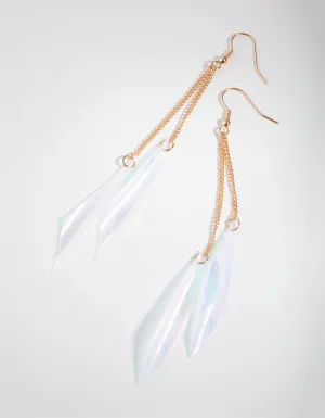 Gold Iridescent Twirl Drop Earrings