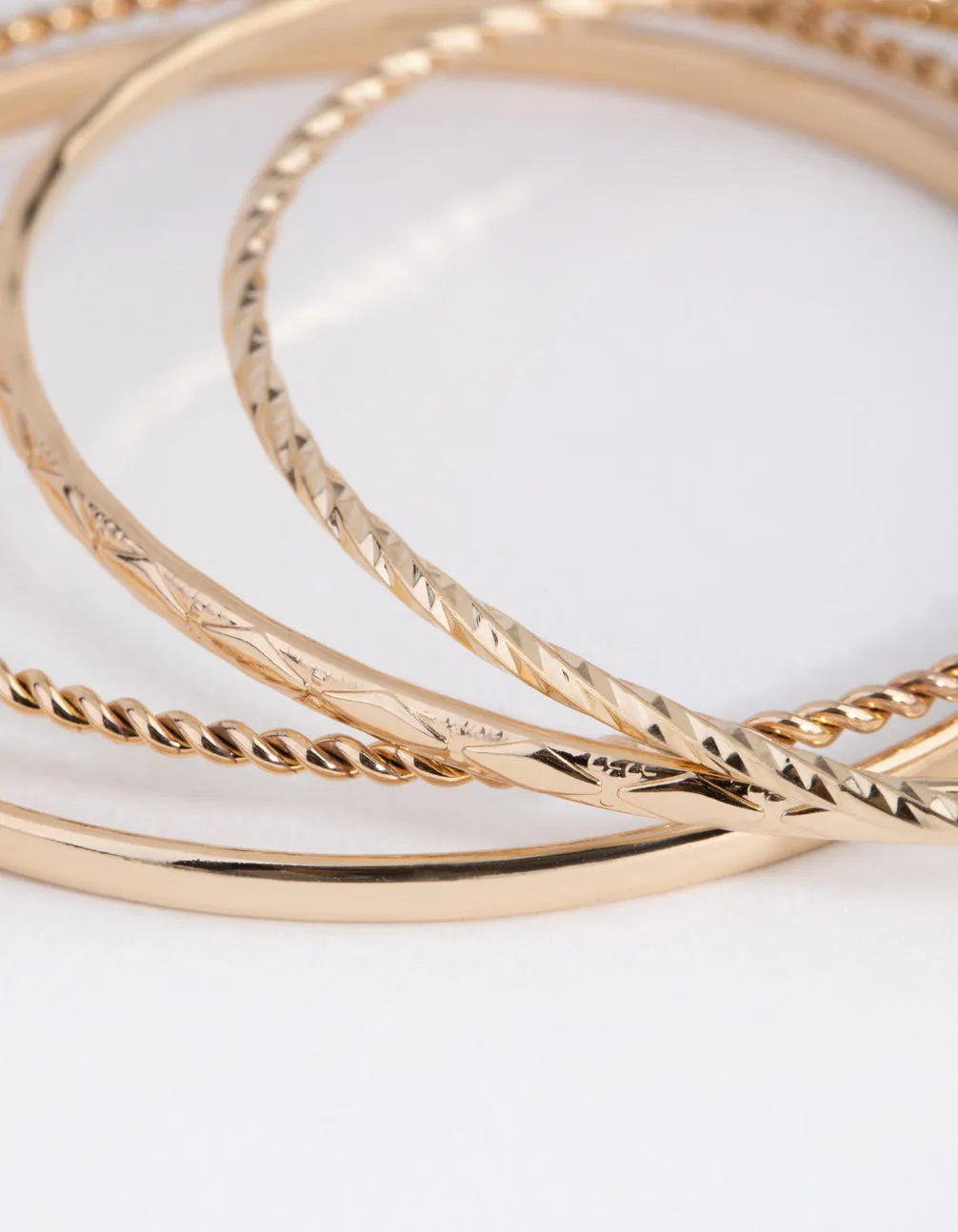 Gold Mix Texture 4-Pack Bangle Bracelets