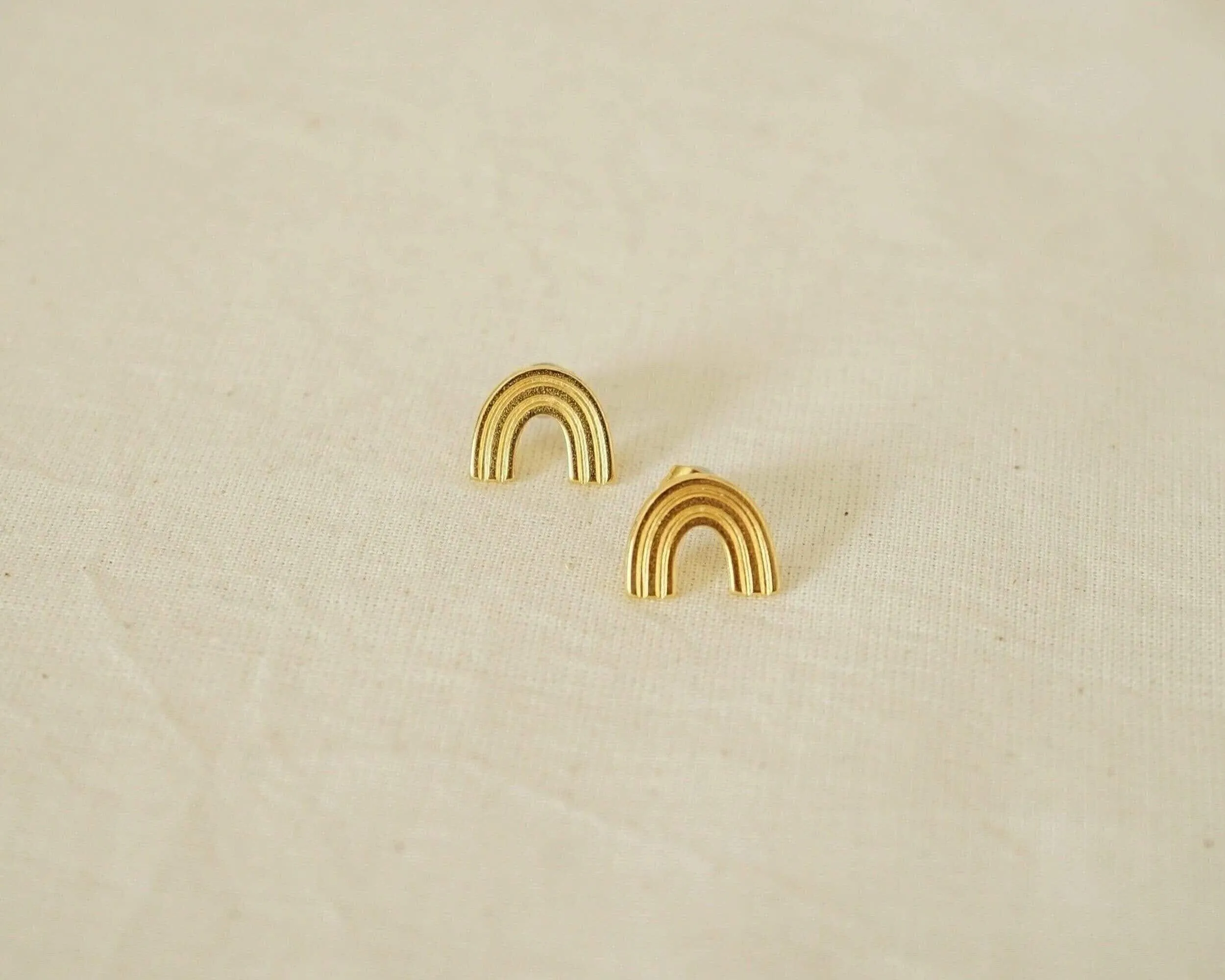 Gold Rainbow Stud Earrings