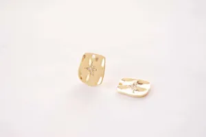 Gold Rectangle Starburst Charm - 16k gold plated over Brass Micro Pave Starburst Charm HarperCrown Wholesale Charms B122