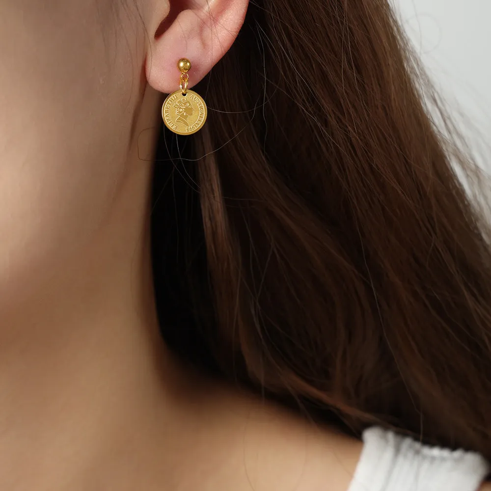 Golden Goddess Relief Portrait Earrings with a Unique Touch