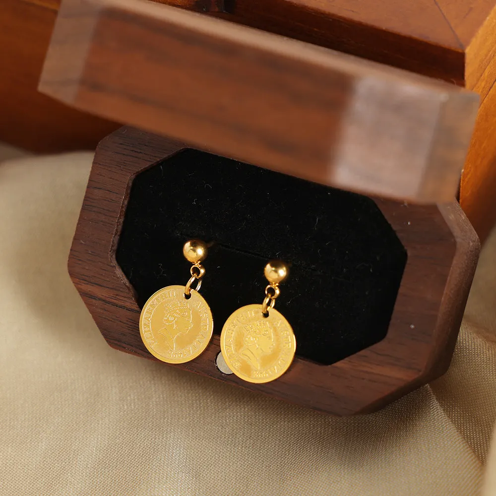 Golden Goddess Relief Portrait Earrings with a Unique Touch