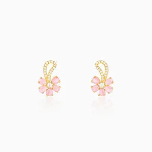 Golden Pink Floral Damsel Earrings