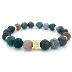 INDIAN AGATE & GOLD BEADED BRACELET - HALCYON COLLECTION