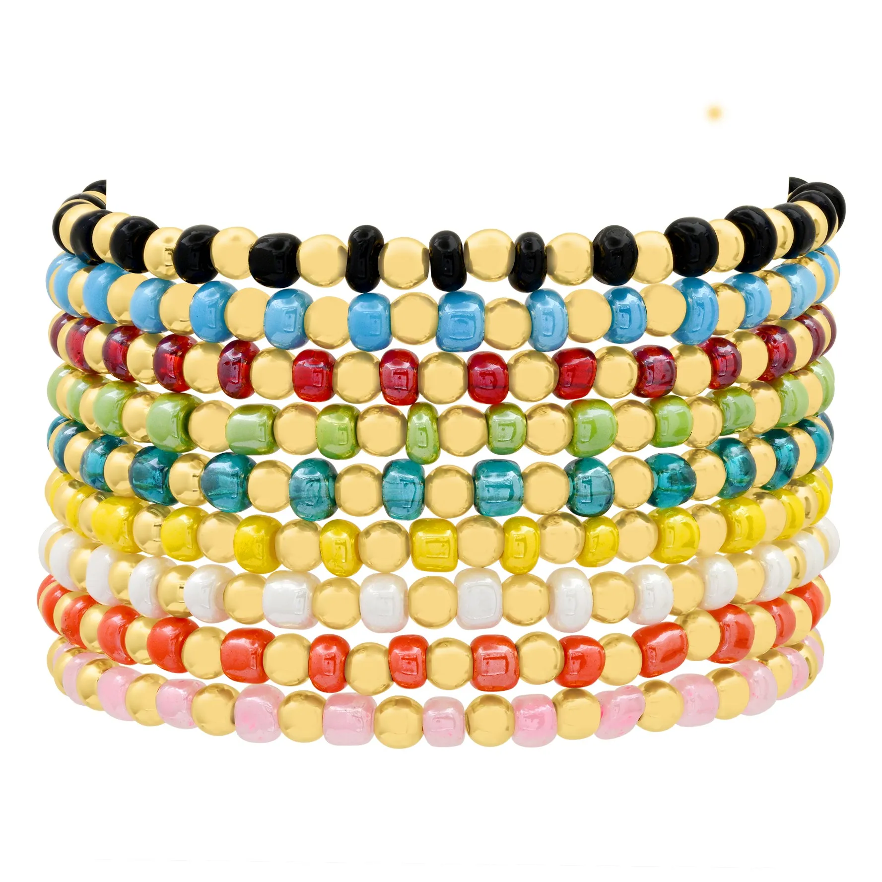 IRIDESCENT BALL STRETCH BRACELET GOLD & YELLOW