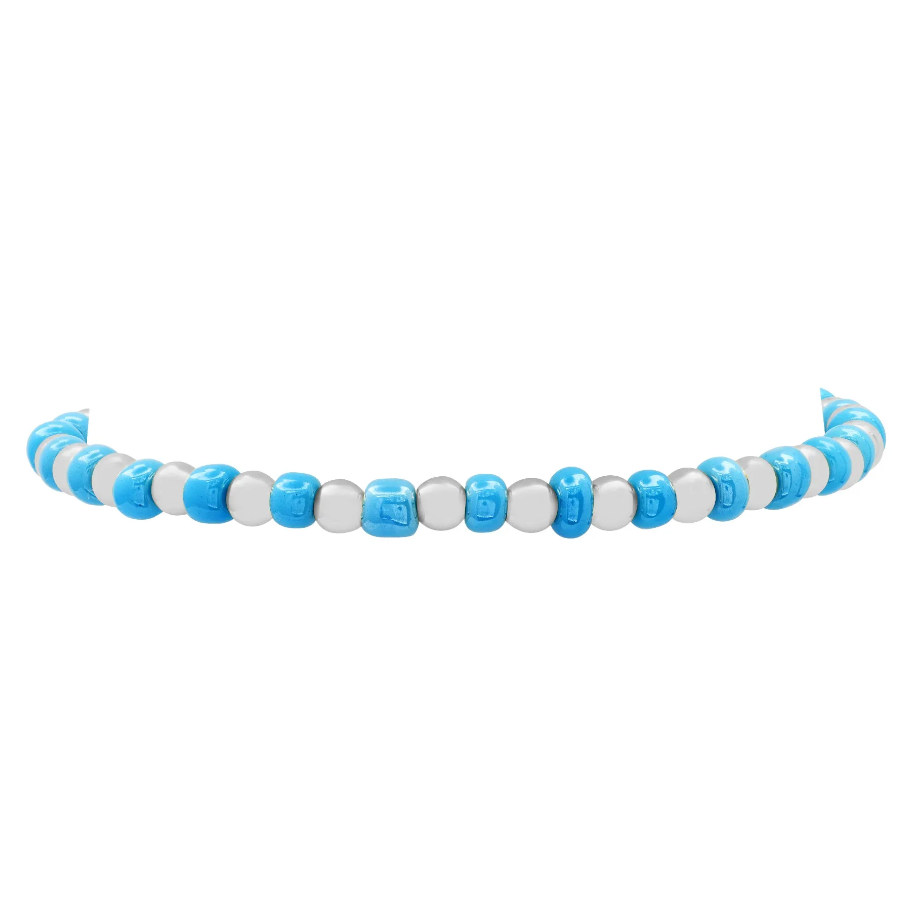 IRIDESCENT BALL STRETCH BRACELET SILVER AND BLUE