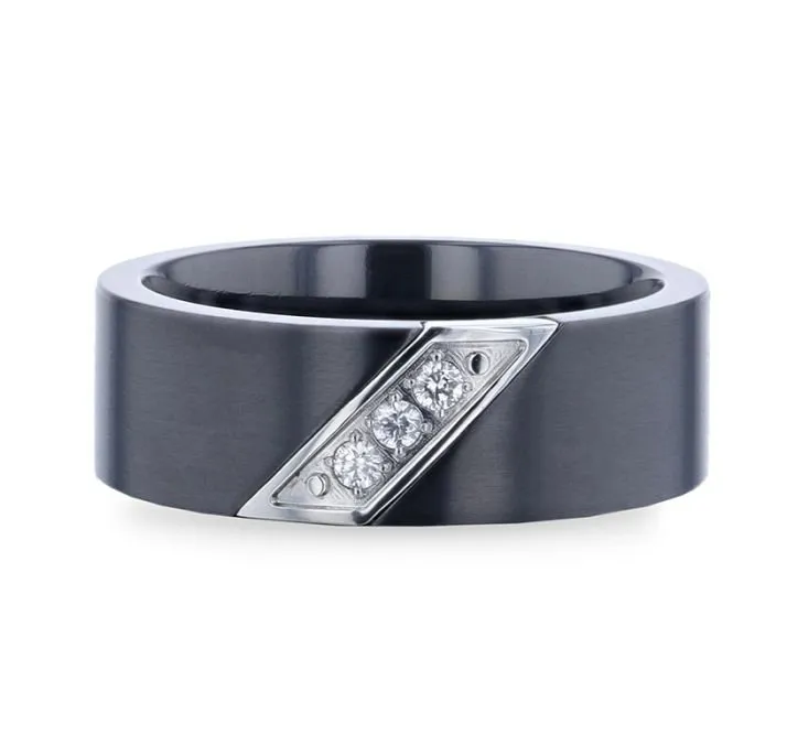 JAGUAR | Titanium Ring Silver-Coated Diagonal Design