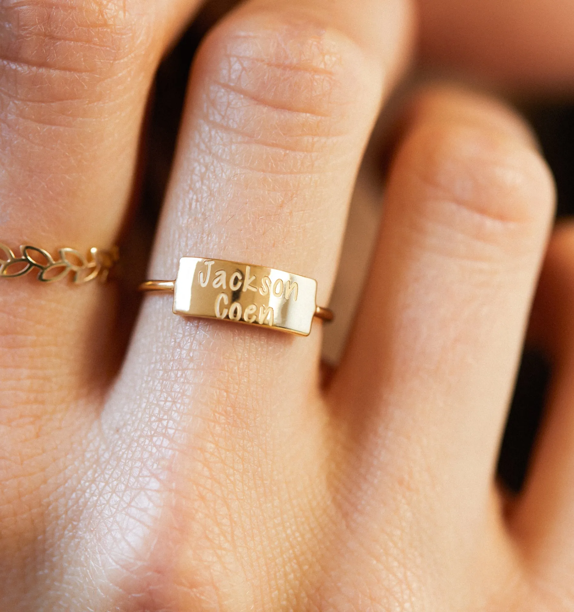 Large Personalized Bar Ring