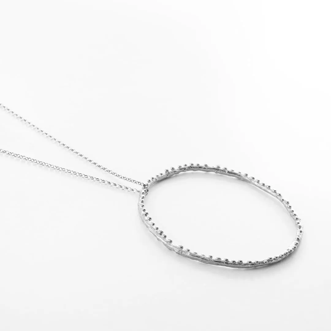 Large twig hoop with dewdrops - sparkling necklace - silver 925