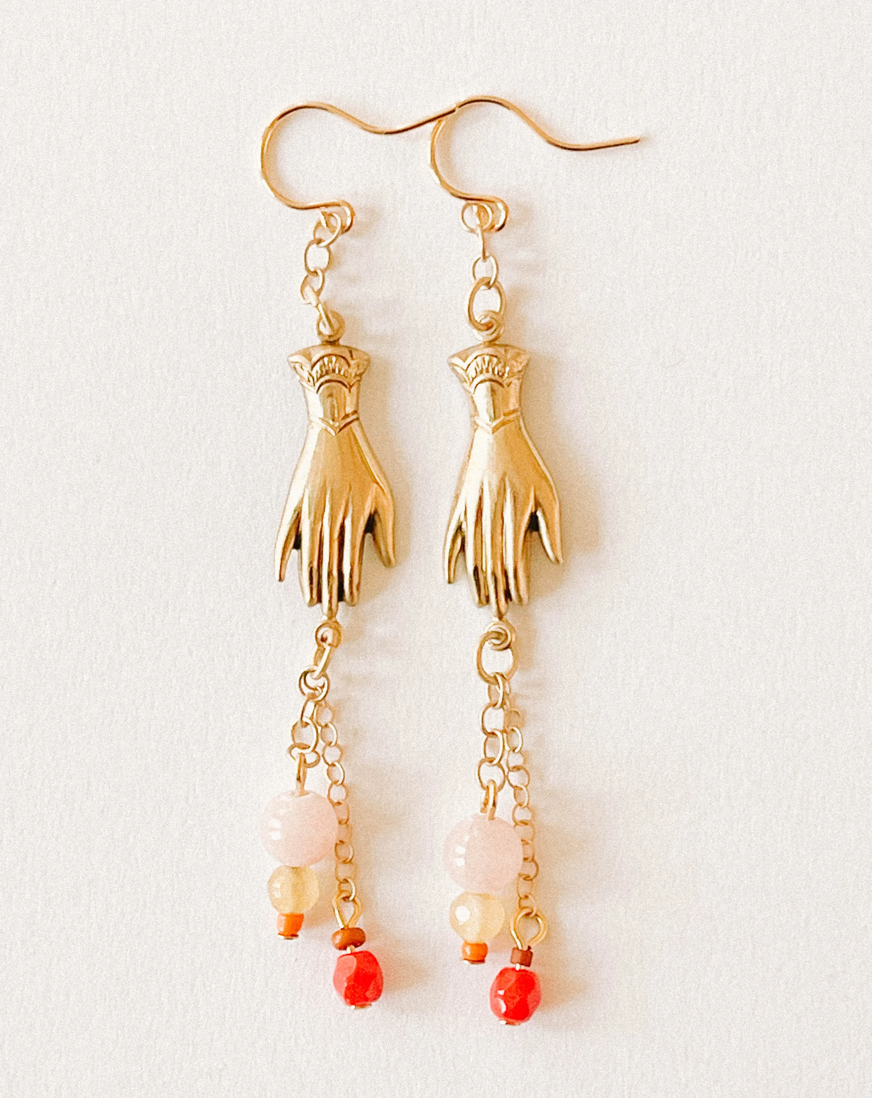 Long Hand Charm Earrings-WS