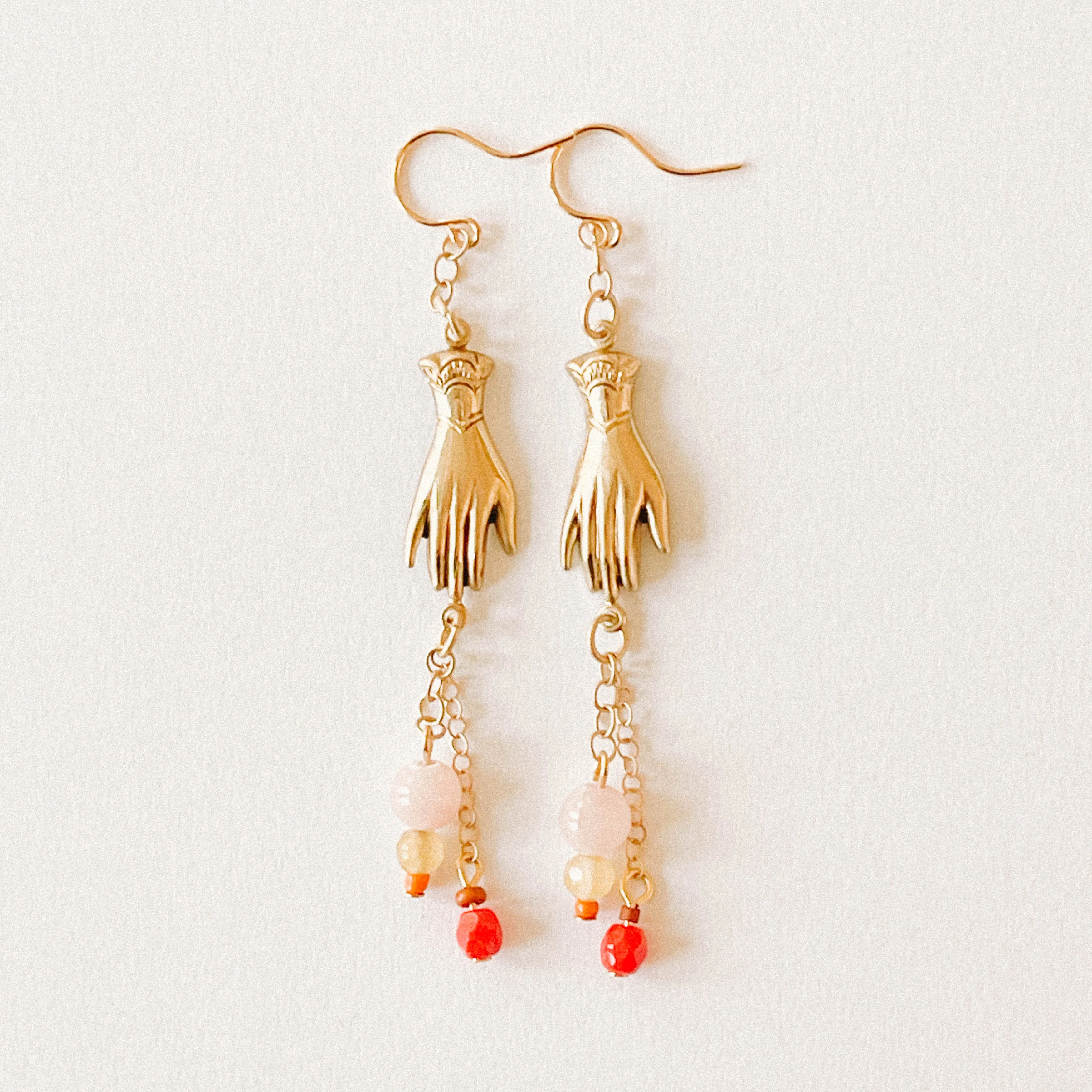 Long Hand Charm Earrings-WS