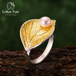 Lotus Fun Rea Pearl Handmade Designer Fine Jewelry Creative Open Ring