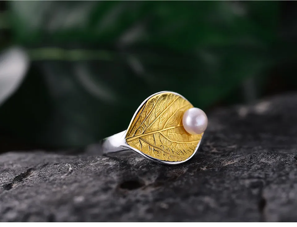 Lotus Fun Rea Pearl Handmade Designer Fine Jewelry Creative Open Ring