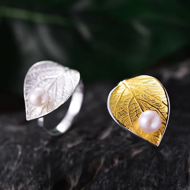 Lotus Fun Rea Pearl Handmade Designer Fine Jewelry Creative Open Ring