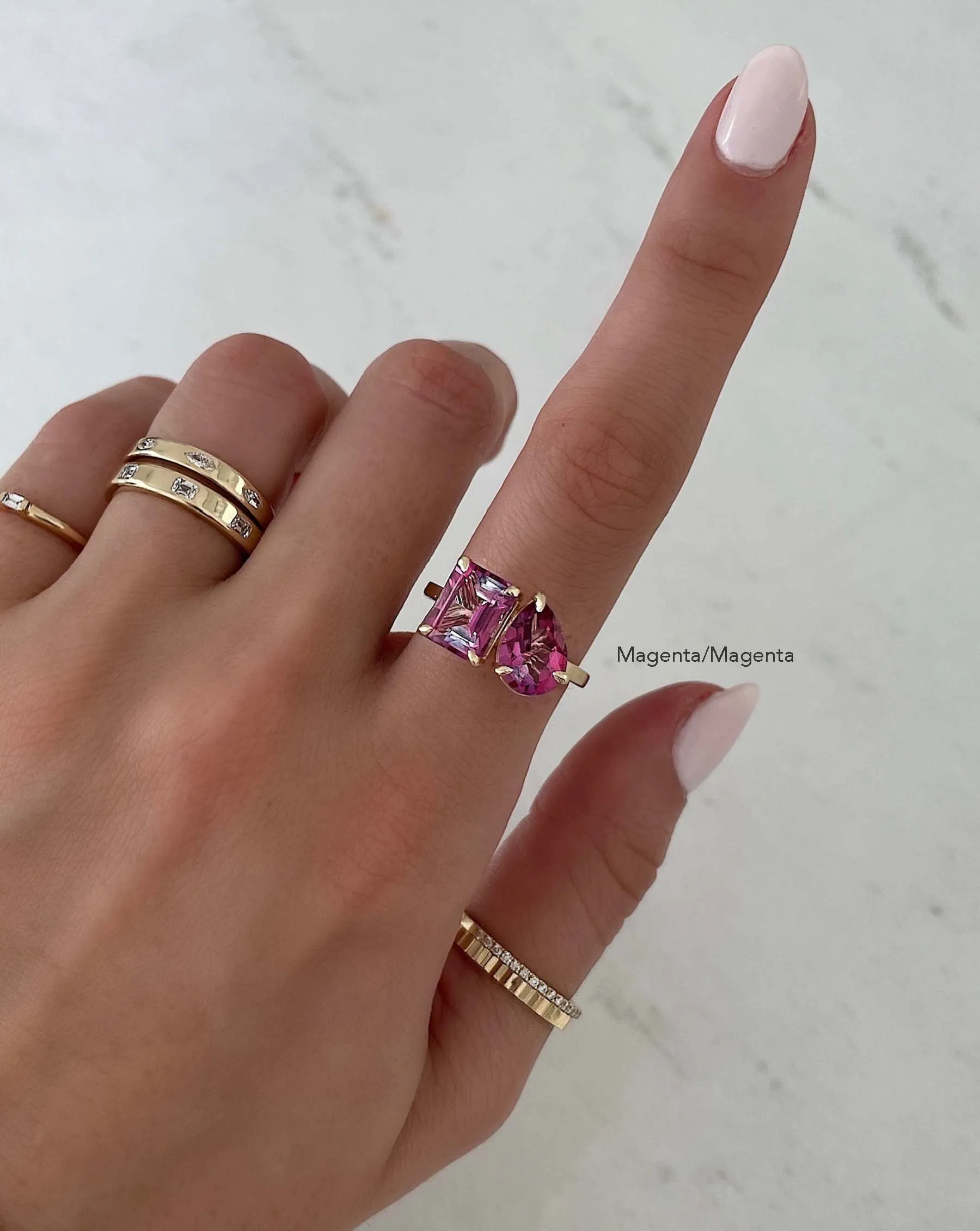 Magenta Toi et Moi Gemstone Ring