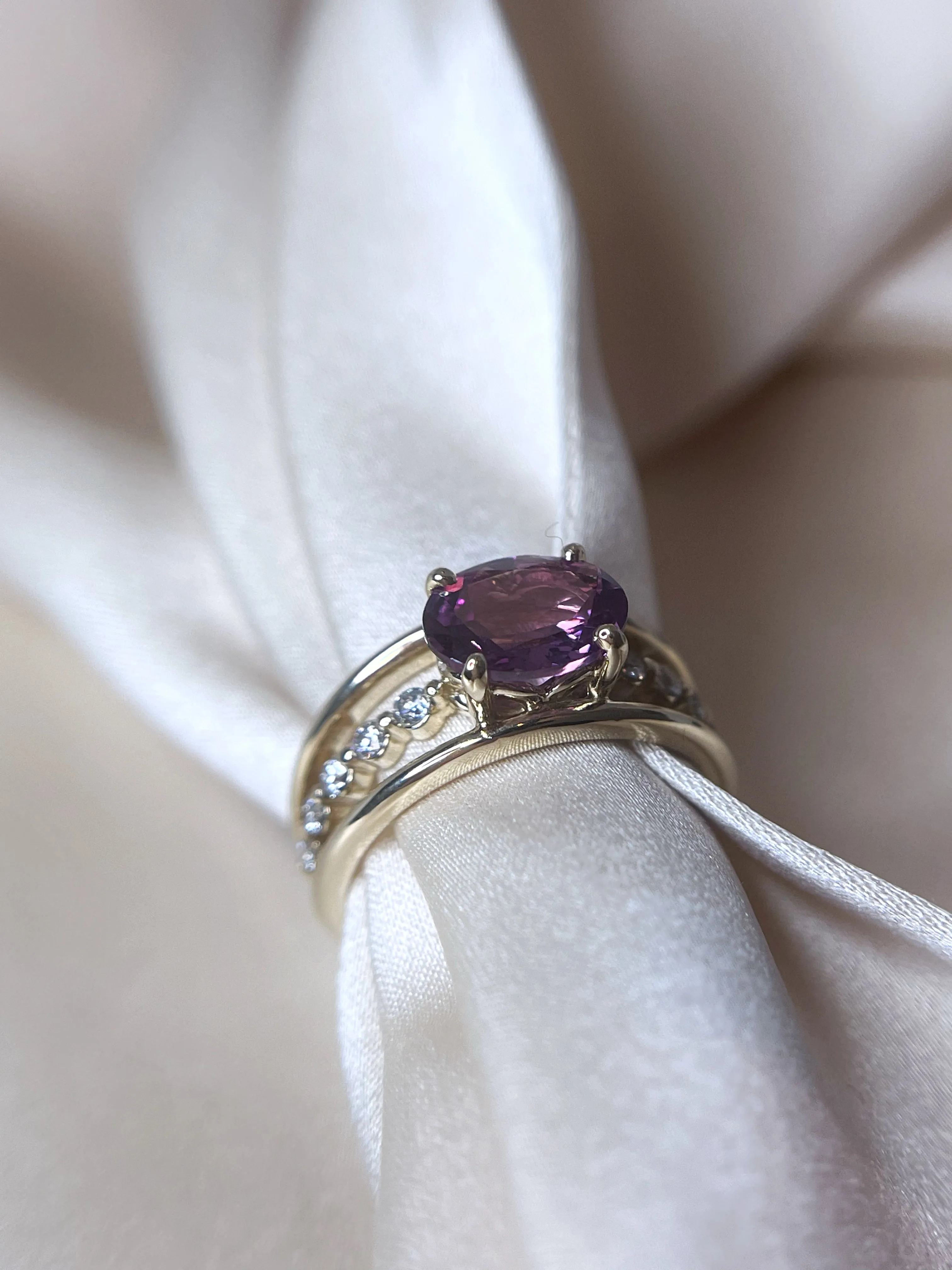 Malaya Garnet and Diamond ring