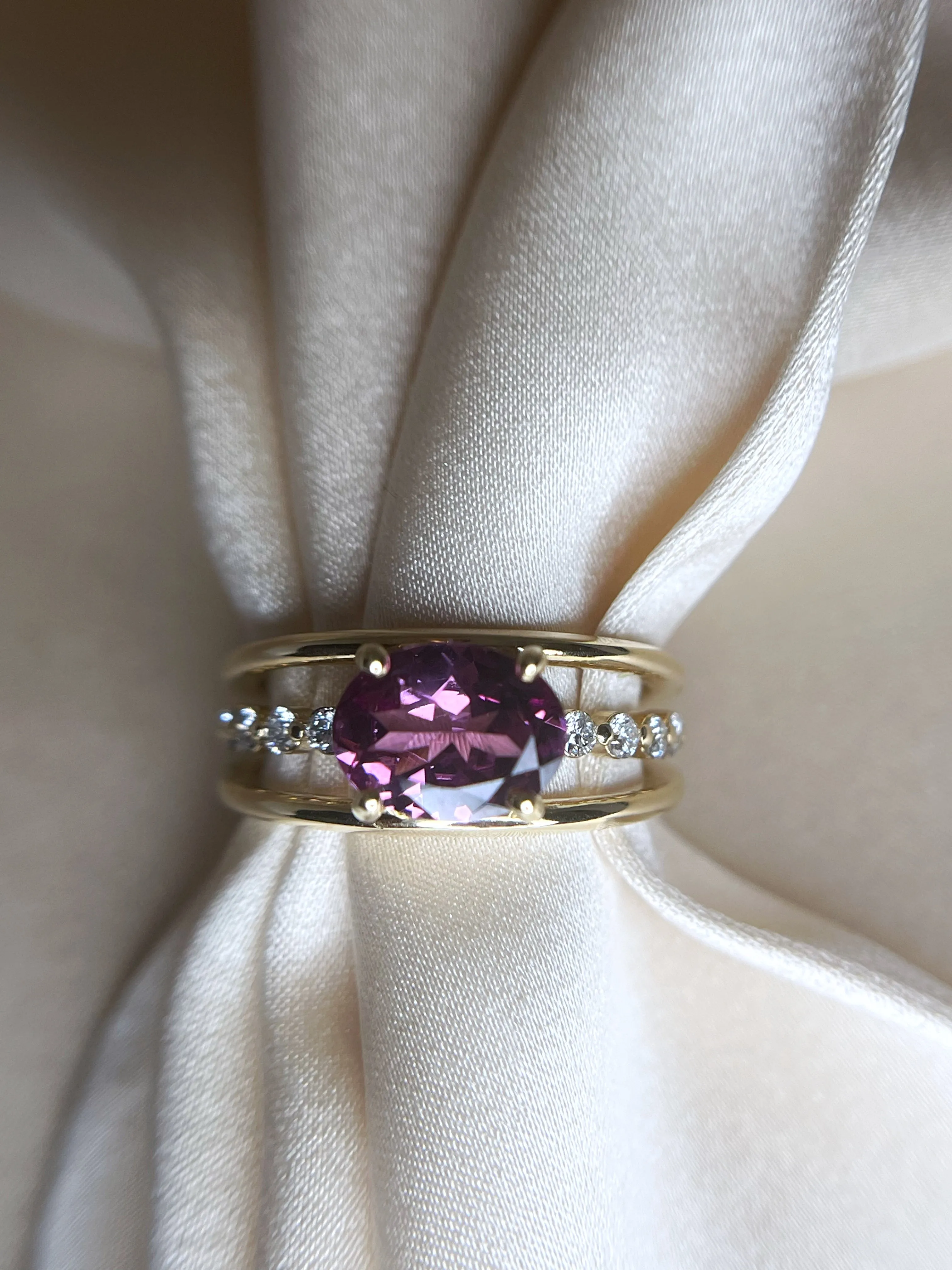 Malaya Garnet and Diamond ring