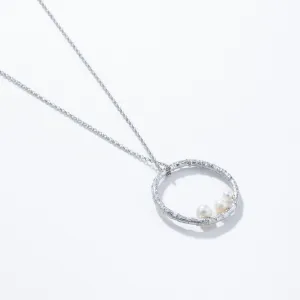 Medium branch hoop with pearls - sparkling necklace - silver 925