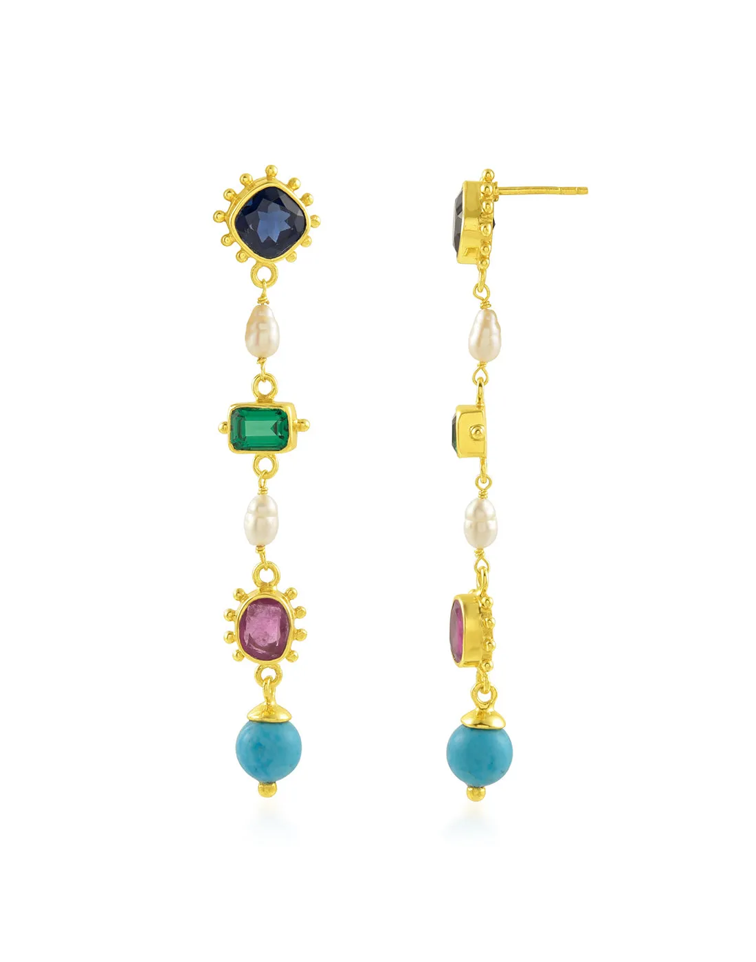 Multicolour Gemstone Danglers