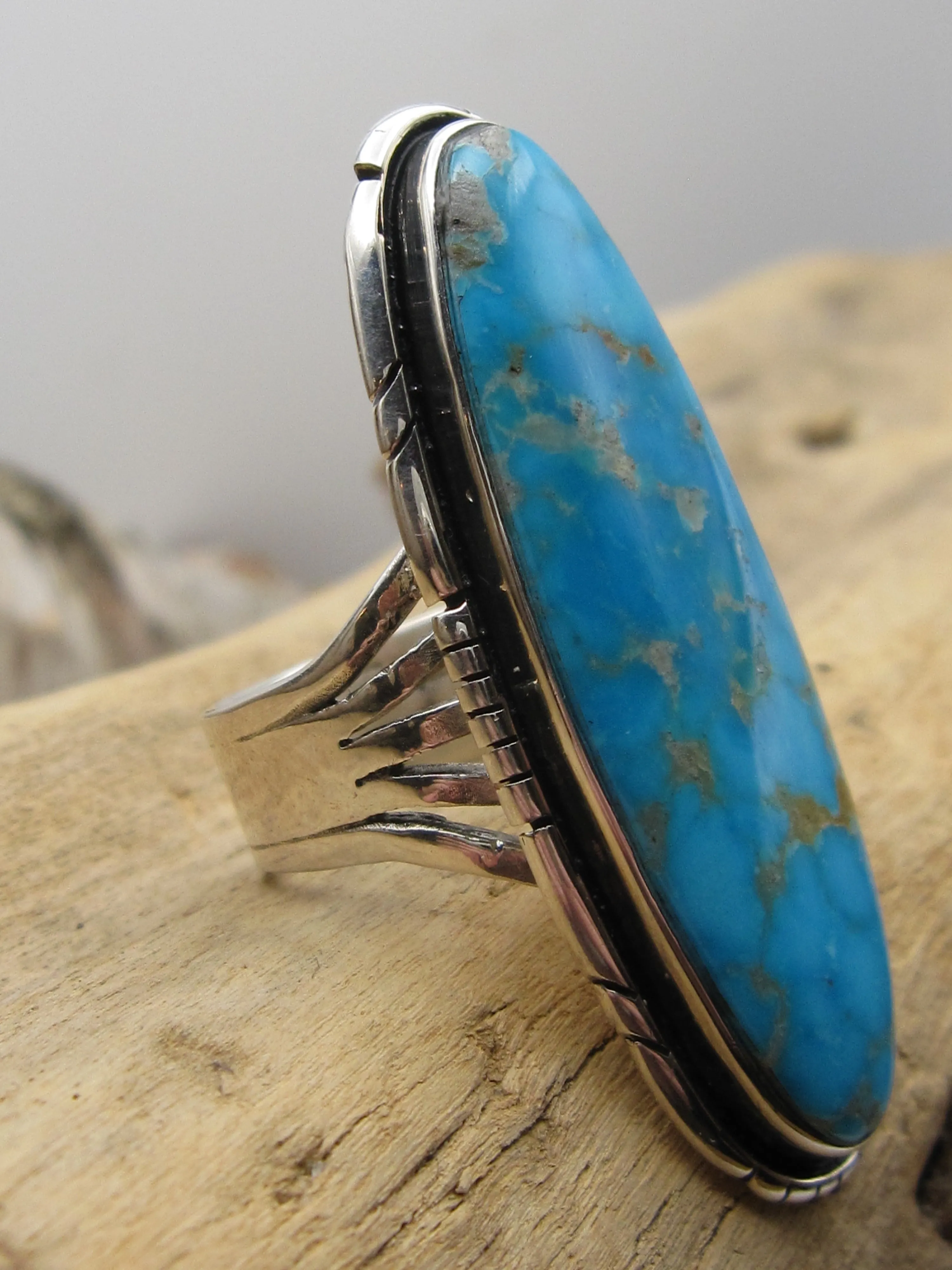 Native American Made Blue Ridge Turquoise and Sterling Silver Knuckle Ring