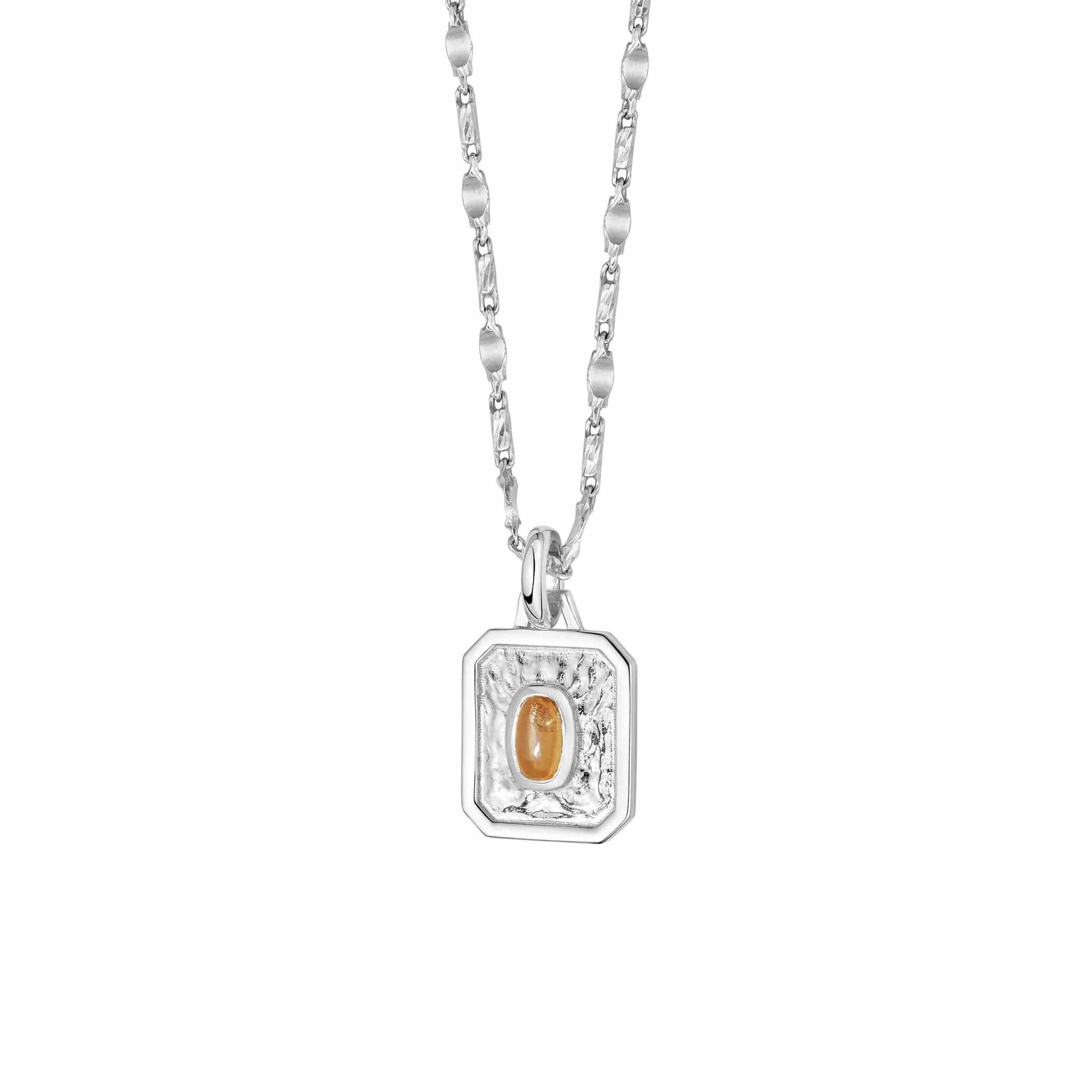 November Citrine Birthstone Necklace Sterling Silver