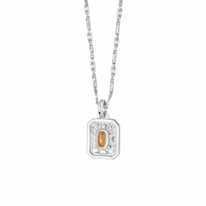 November Citrine Birthstone Necklace Sterling Silver