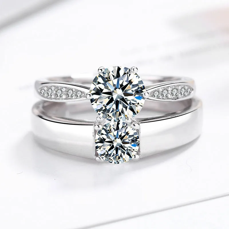 Personalized Pave Setting Zirconia Rings Set