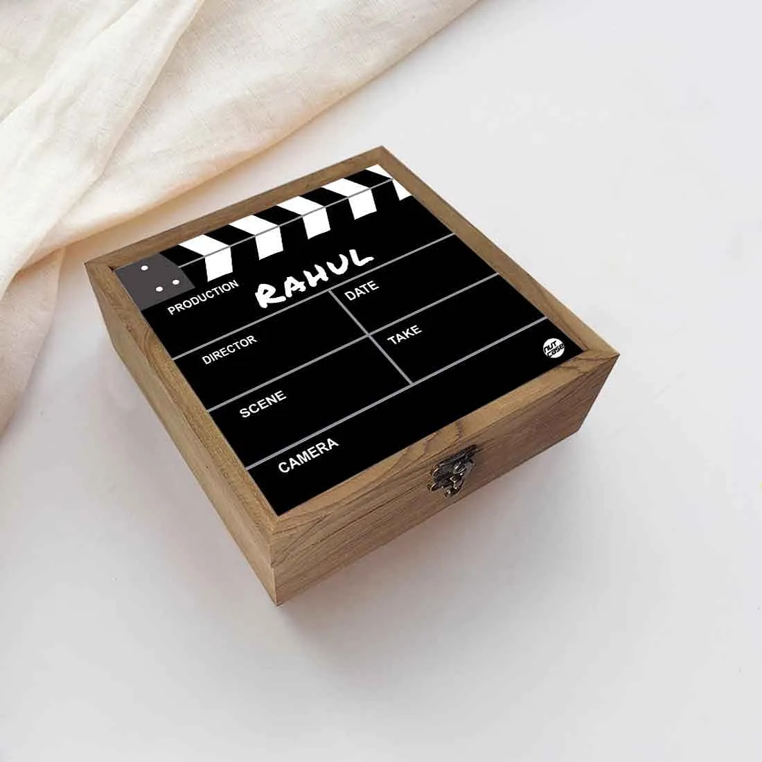 Personalized Wood Jewellery Box - Movie Clapboard Filmy