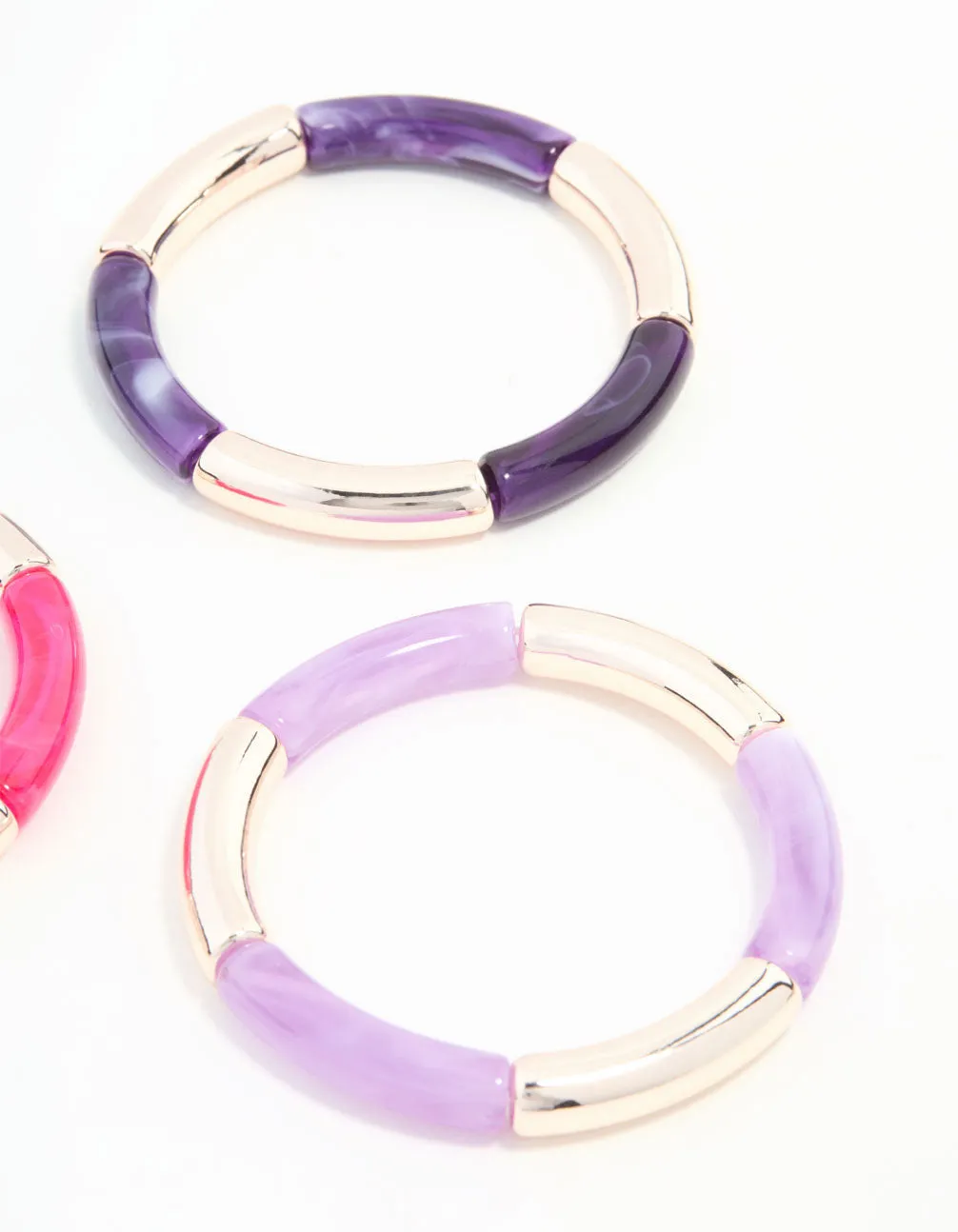 Pink & Purple Rose Gold Stretch Bracelets 3-Pack