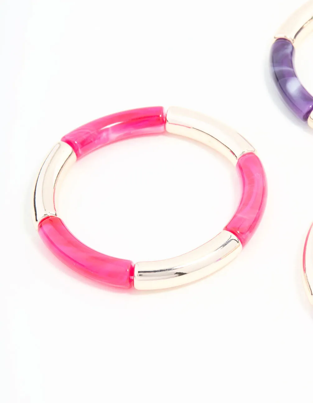 Pink & Purple Rose Gold Stretch Bracelets 3-Pack