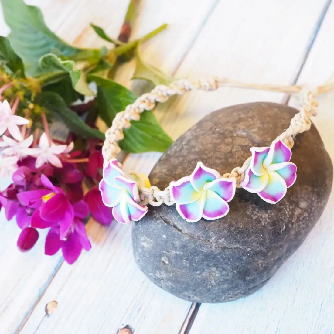 Plumeria Dream Purple Friendship Bracelet