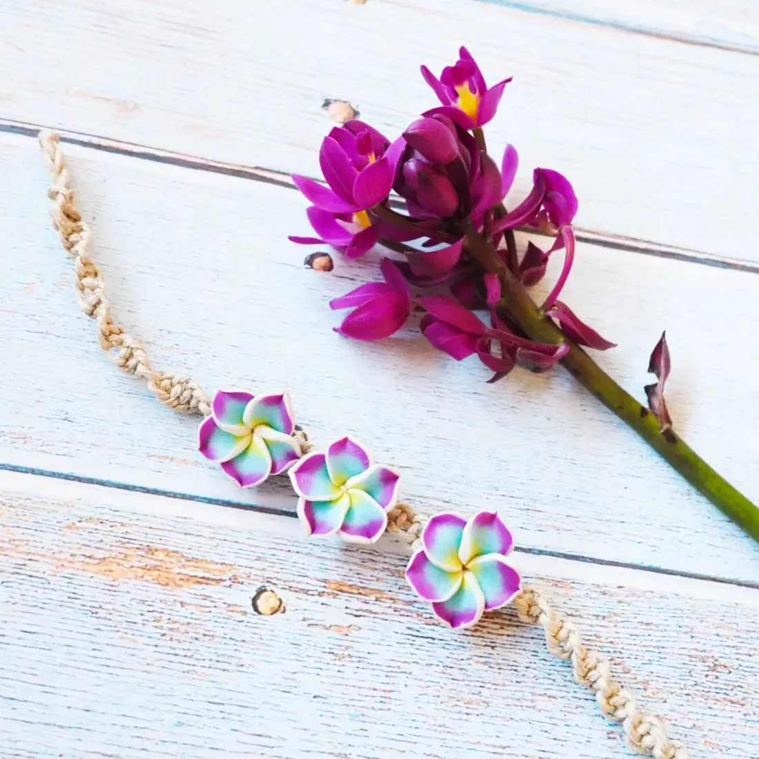 Plumeria Dream Purple Friendship Bracelet