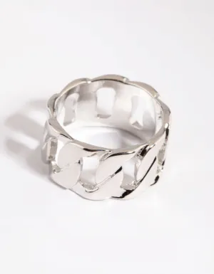 Rhodium Chain Link Ring