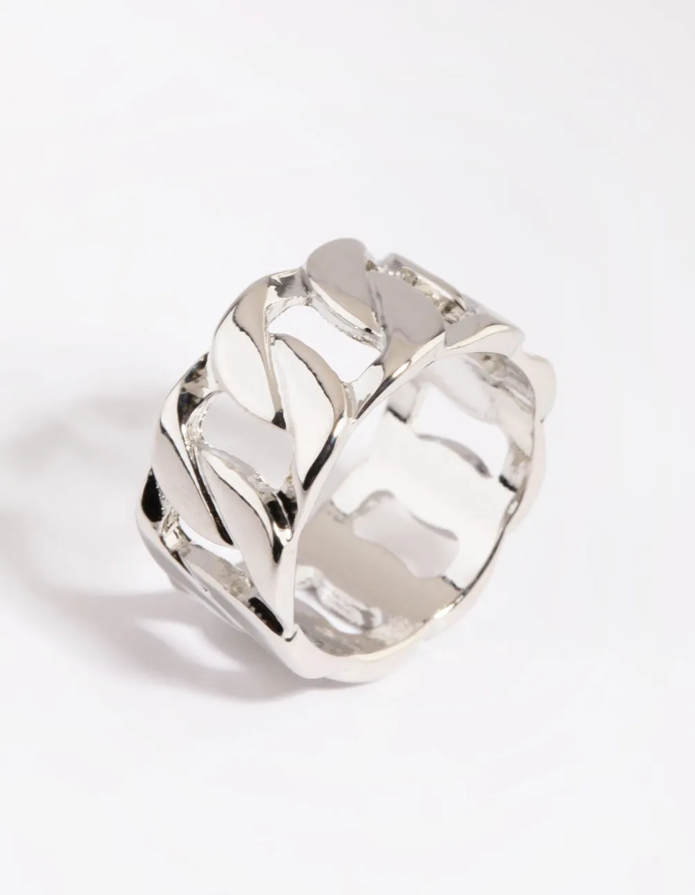 Rhodium Chain Link Ring