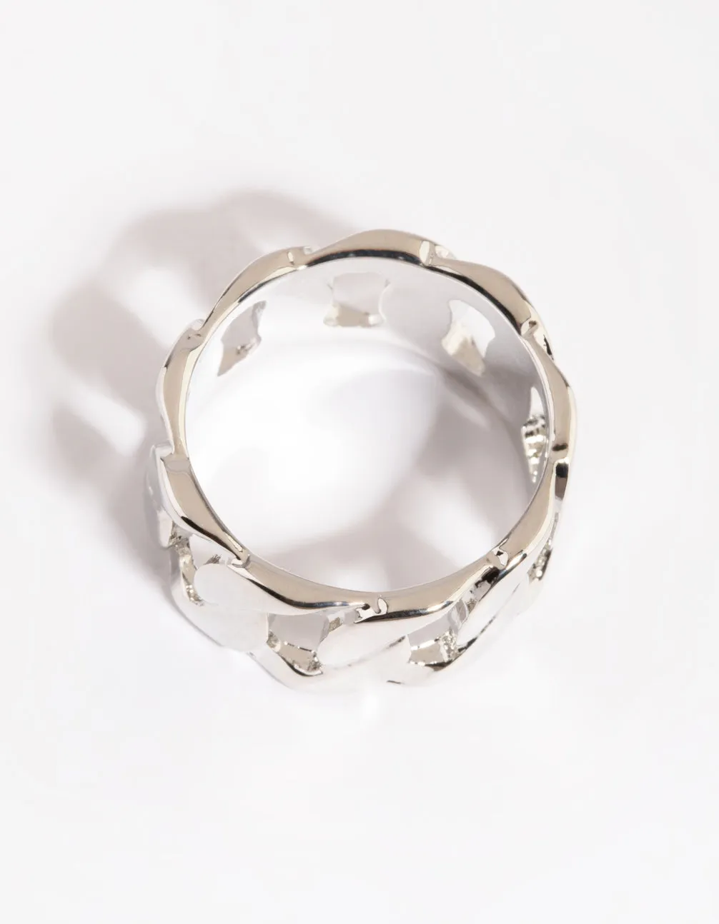 Rhodium Chain Link Ring