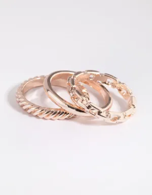 Rose Gold Chain Link Ring Stack Pack