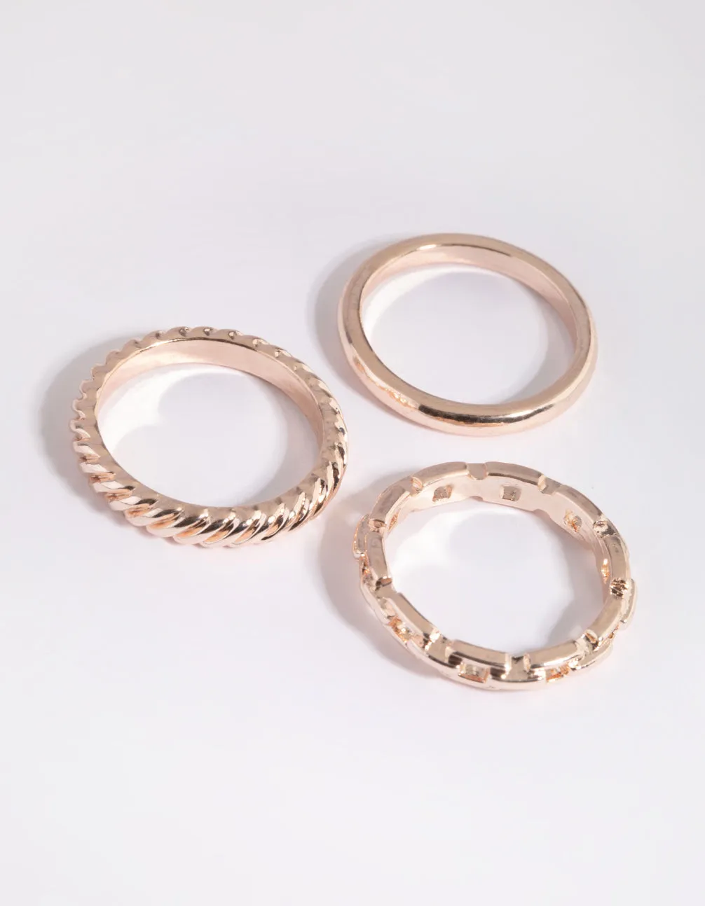 Rose Gold Chain Link Ring Stack Pack